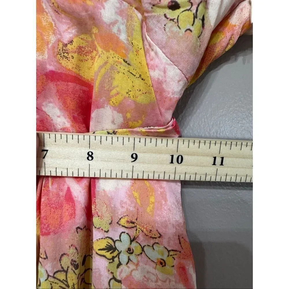 NWT Free People Freddy Pink Floral Print Short Sleeve Tie Mini Dress Women's XS